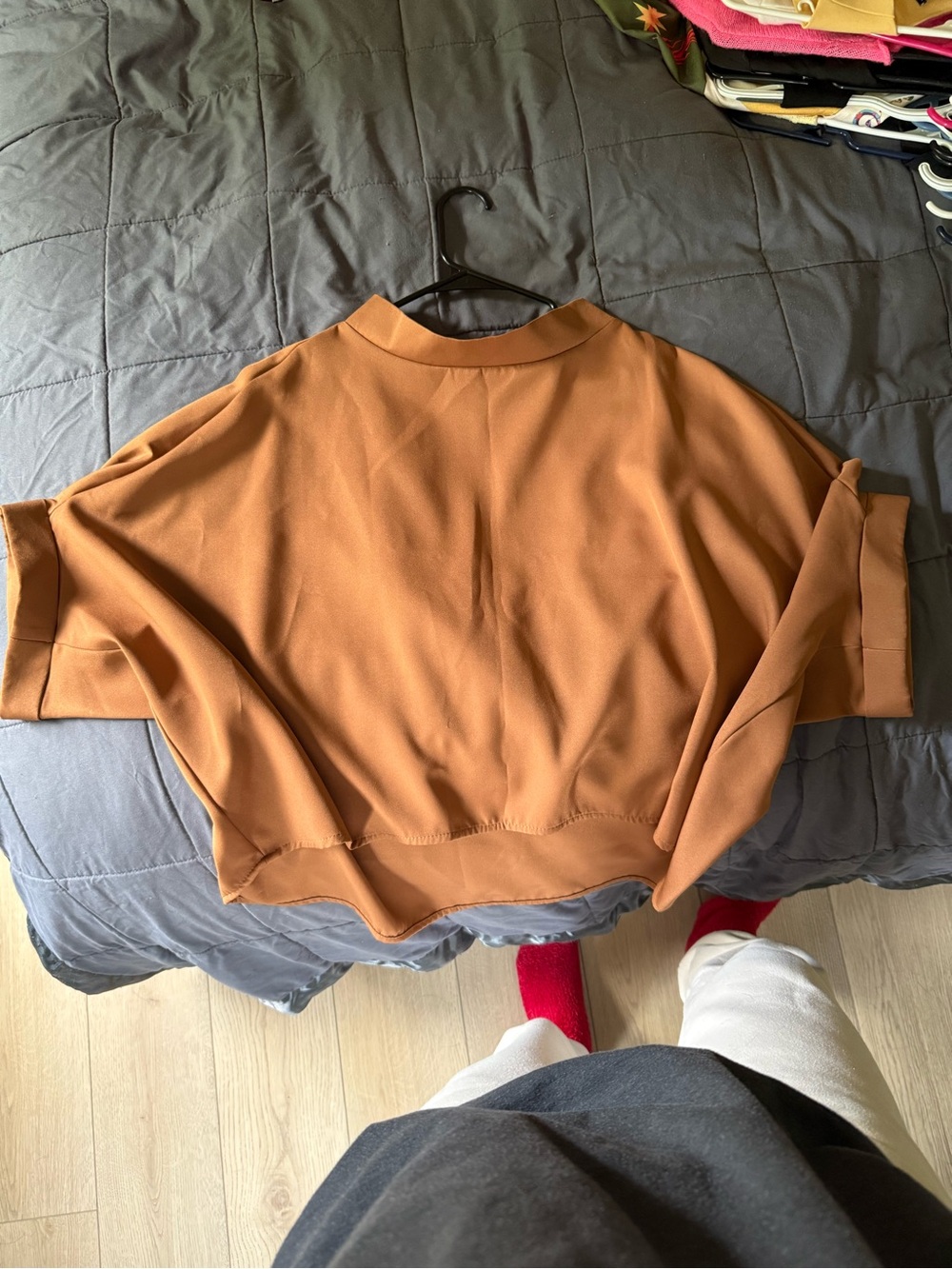 Women's Croppedee Dolman Top - Rust Brown